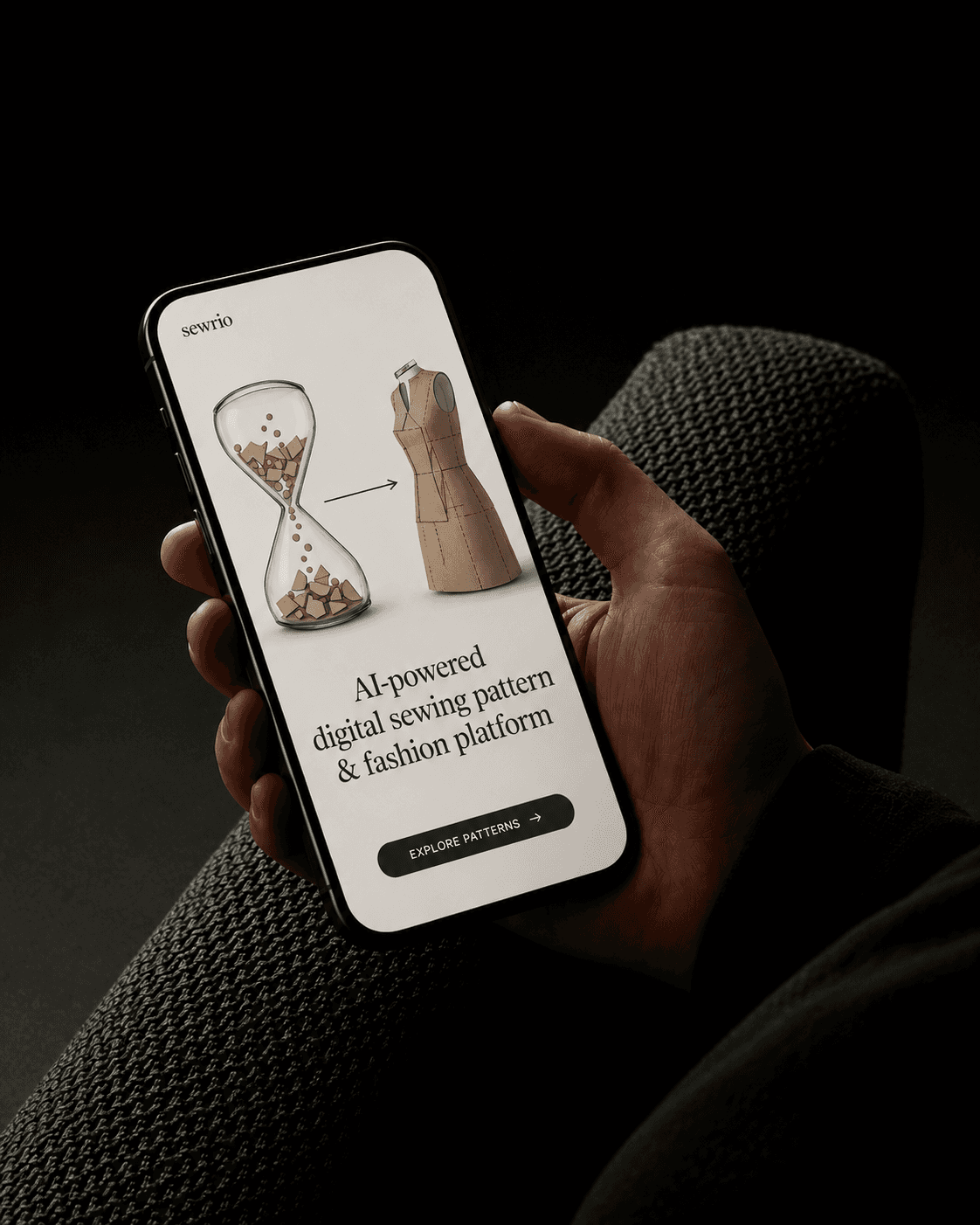 Sewrio AI app on a phone